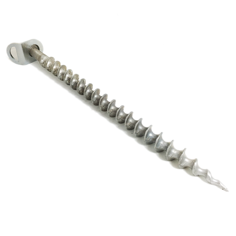 Tent Screw | Heat Treated Cast Aluminium | 660mm Screw | 33mm Flight | With Stainless Steel Mounting Bracket